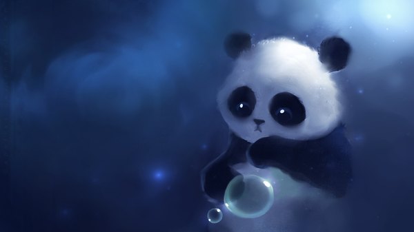 Anime picture 1920x1080 with original apofiss single highres wide image gloom animal bubble (bubbles) panda