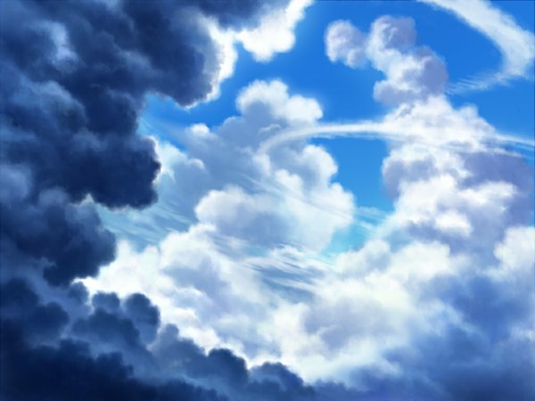 Anime picture 1024x768 with original iy (tsujiki) sky cloud (clouds) sunlight no people