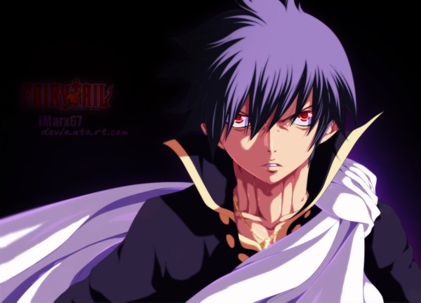 Anime picture 1200x865 with fairy tail zeref eroishi single short hair simple background red eyes purple hair inscription coloring portrait boy pendant cloak