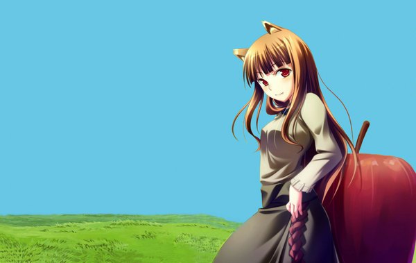 Anime picture 2000x1265 with spice and wolf horo highres animal ears girl apple