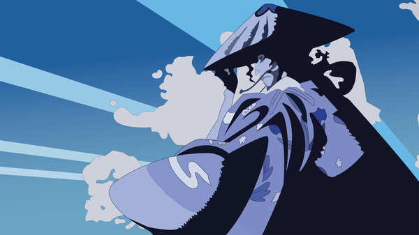 Anime picture 1920x1080 with bleach studio pierrot kyoraku shunsui highres wide image blue background vector