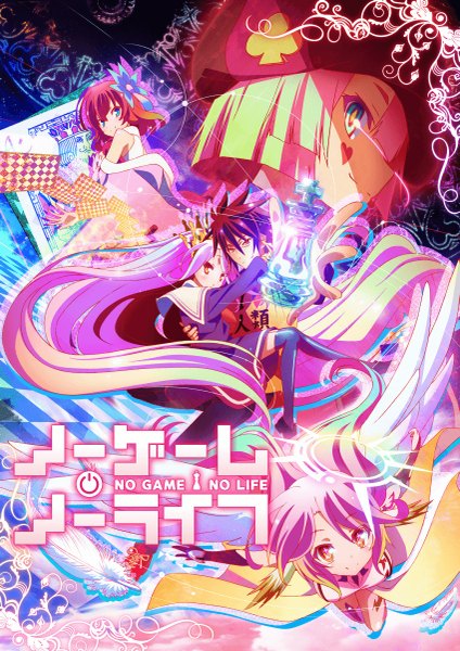 Anime picture 849x1200 with no game no life madhouse shiro (no game no life) jibril (no game no life) stephanie dora sora (no game no life) tet (no game no life) long hair tall image short hair blue eyes hair between eyes brown hair multiple girls brown eyes blue hair purple hair red hair very long hair multicolored hair