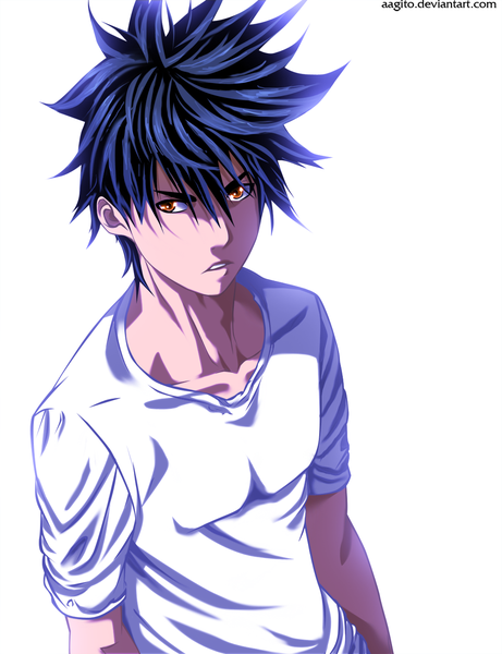 Anime picture 1000x1301 with air gear toei animation minami itsuki aagito single tall image looking at viewer short hair simple background white background brown eyes purple hair coloring boy