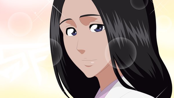 Anime picture 1820x1024 with bleach studio pierrot unohana retsu stikyfinkaz-003 highres blue eyes black hair simple background wide image white background girl