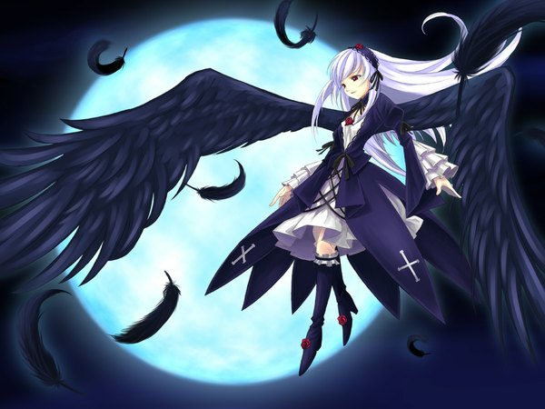 Anime picture 1024x768 with rozen maiden suigintou wings tagme