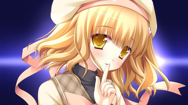 Anime picture 1920x1080 with hyper highspeed genius hazuki suina single highres short hair blonde hair wide image yellow eyes game cg girl