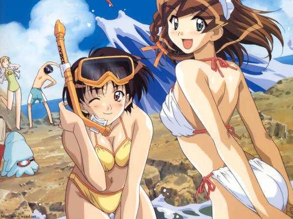 Anime picture 1280x960 with hand maid may tani kasumi cyberdoll mami light erotic swimsuit