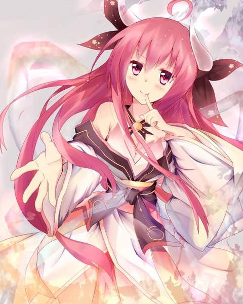 Anime picture 1024x1280 with date a live itsuka kotori long hair tall image blush pink hair pink eyes finger to mouth girl dress detached sleeves