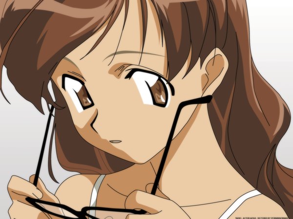 Anime picture 1600x1200 with code-e ebihara chinami close-up vector glasses