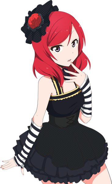 Anime picture 3361x5490 with love live! school idol project sunrise (studio) love live! nishikino maki scope10 single long hair tall image looking at viewer fringe highres open mouth standing purple eyes absurdres red hair nail polish fingernails outstretched arm transparent background