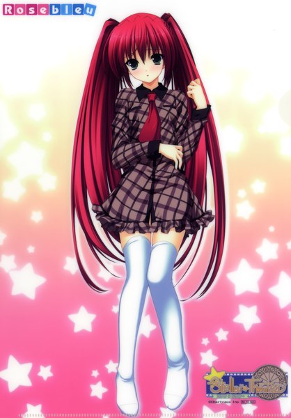 Anime picture 2914x4186 with stellar theater izumi sora suzuhira hiro single long hair tall image highres twintails green eyes red hair girl thighhighs dress white thighhighs star (symbol)