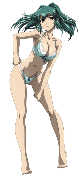 Anime picture 3371x7167 with freezing cassie lockheart single long hair tall image looking at viewer highres light erotic smile brown eyes absurdres green hair hand on hip underwear only transparent background vector girl underwear panties lingerie