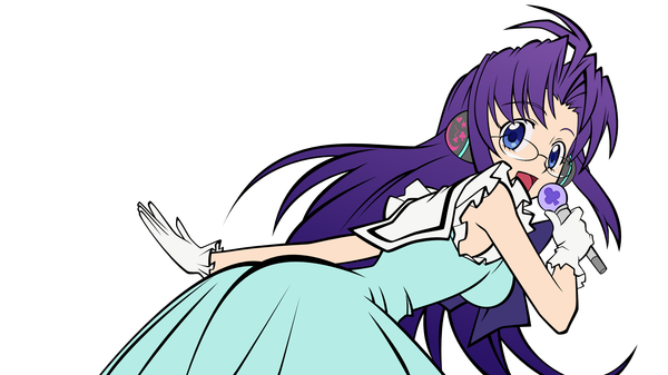 Anime picture 1920x1080 with basquash! satelight violette (basquash!) single long hair looking at viewer highres open mouth simple background wide image white background purple eyes purple hair ahoge wallpaper outstretched arm vector singing girl gloves