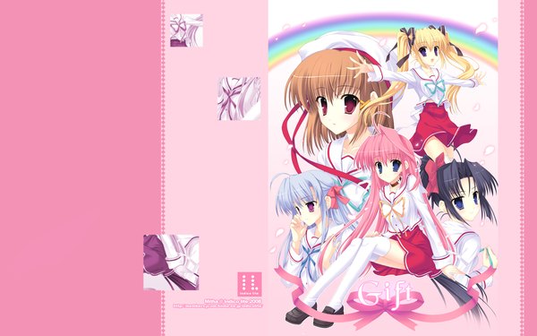 Anime picture 1680x1050 with gift eternal rainbow konosaka kirino fukamine riko fujimiya chisa kamishiro yukari (gift eternal rainbow) hokazono rinka mitha wide image serafuku rainbow indico lite il vol6