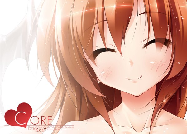 Anime picture 1600x1144 with touhou koakuma midoriiro no shinzou long hair smile brown hair eyes closed face girl