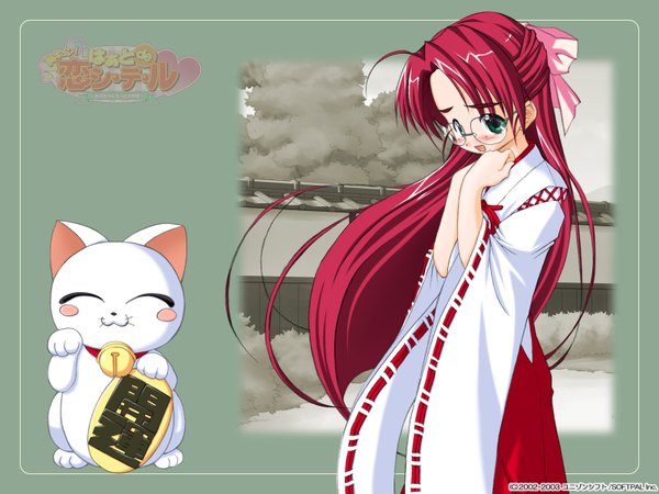 Anime picture 1600x1200 with munekyun! heart de koi shi-te-ru haruka (munekyun!) akifumi ozawa japanese clothes miko maneki-neko
