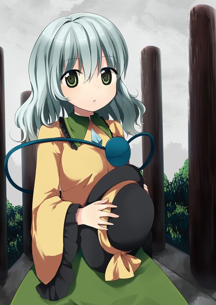 Anime picture 1753x2480 with touhou komeiji koishi ika (artist) single tall image highres green eyes green hair girl hat