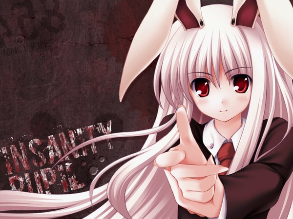 Anime picture 1600x1200 with touhou reisen udongein inaba tateha (marvelous grace) bunny ears bunny girl pointing bang girl