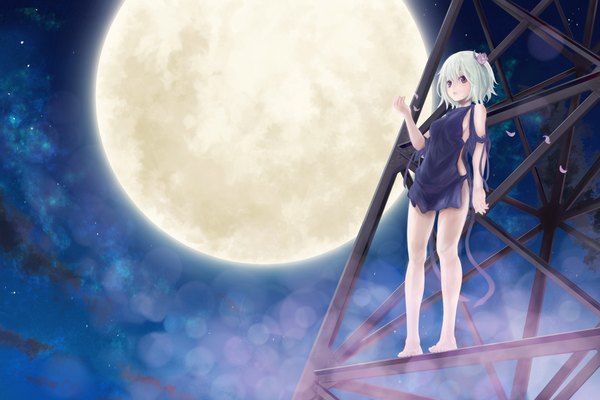 Anime picture 2250x1500 with fragile ren (fragile) conjaku highres short hair night moon