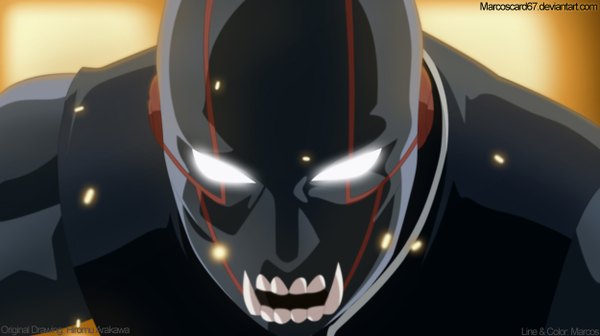 Anime picture 1250x700 with fullmetal alchemist fullmetal alchemist brotherhood studio bones greed eroishi single wide image teeth fang (fangs) coloring glowing portrait light face glowing eye (eyes) angry blank eyes boy mask