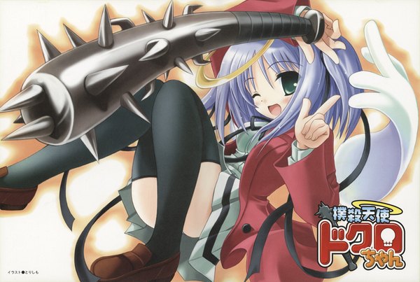 Anime picture 1610x1084 with bokusatsu tenshi dokuro-chan mitsukai dokuro torishimo thighhighs excalibolg tagme