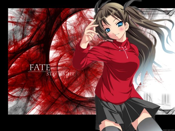 Anime picture 1280x960 with fate (series) fate/stay night studio deen type-moon toosaka rin zettai ryouiki