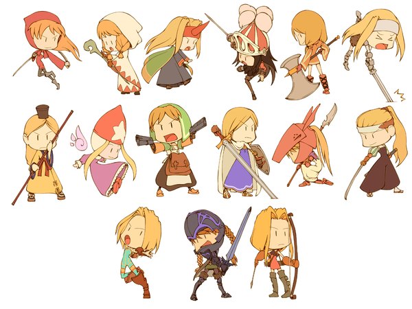 Anime picture 1200x900 with final fantasy final fantasy tactics square enix white mage onion knight dark knight (fft) monk (fft) geomancer (fft) knight (fft) squire (fft) chemist (fft) archer (fft) dragoon ninja (fft) samurai (fft) summoner (fft) time mage (fft) everyone pantyhose sword