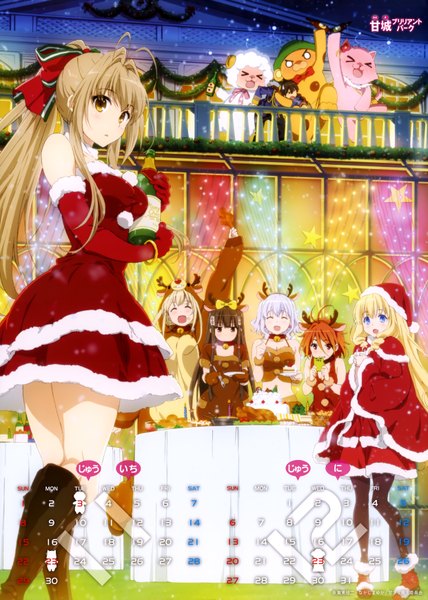 Anime picture 4967x6957 with amagi brilliant park kyoto animation sento isuzu latifa fleuranza muse (amaburi) sylphy (amaburi) koborii (amaburi) salama (amaburi) moffle (amaburi) kanie seiya tiramii (amaburi) macaron (amaburi) tall image highres open mouth blue eyes black hair blonde hair brown hair standing