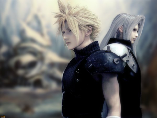 Anime picture 1024x768 with final fantasy vii advent children final fantasy final fantasy vii square enix cloud strife sephiroth