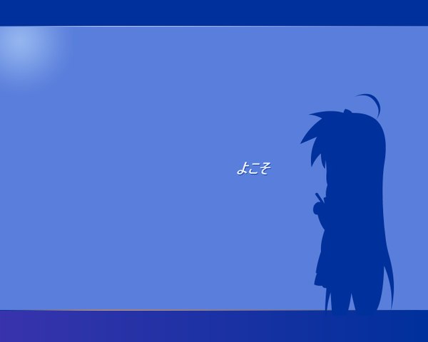 Anime picture 1280x1024 with lucky star kyoto animation izumi konata blue background silhouette waitress girl