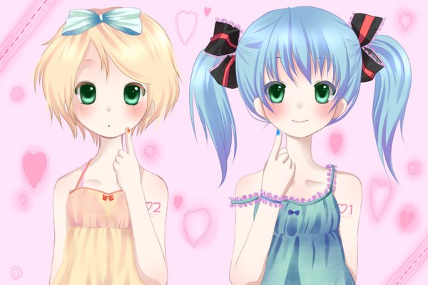Anime picture 3000x2000 with vocaloid hatsune miku kagamine rin highres girl