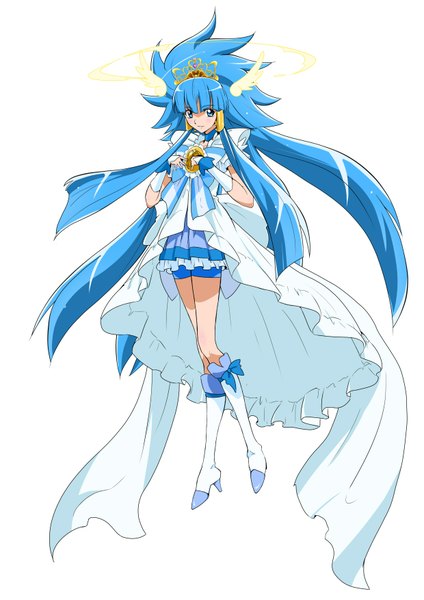 Anime picture 1240x1754 with precure smile precure! toei animation aoki reika cure beauty nukosann single long hair tall image blue eyes simple background white background blue hair girl dress tiara