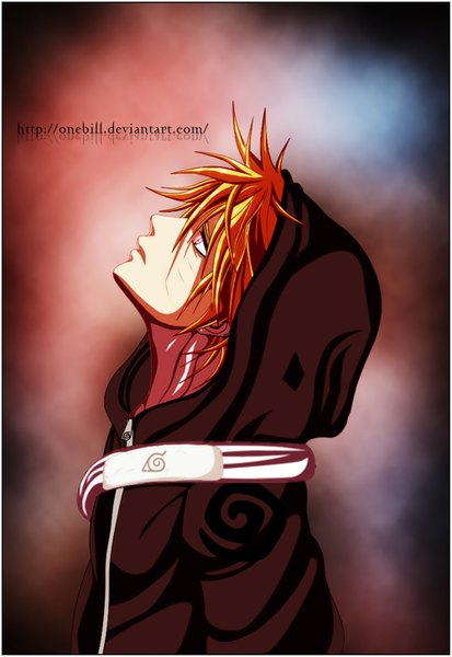 Anime picture 1000x1452 with naruto studio pierrot naruto (series) uzumaki naruto tall image short hair blue eyes blonde hair inscription facial mark looking up whisker markings jinchuriki boy hood hoodie