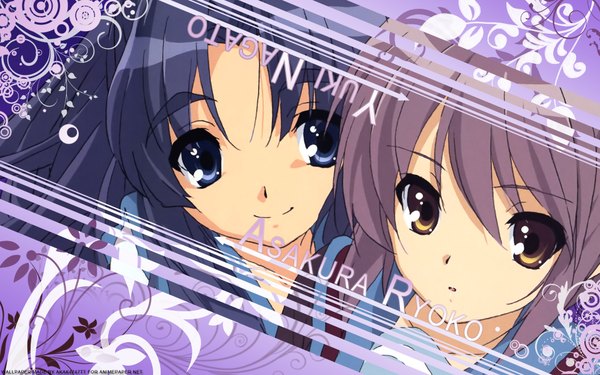 Anime picture 1920x1200 with suzumiya haruhi no yuutsu kyoto animation nagato yuki asakura ryouko highres wide image girl