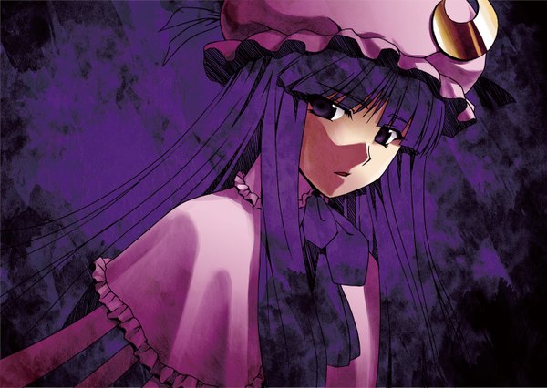 Anime picture 1407x1000 with touhou patchouli knowledge purple eyes purple hair girl