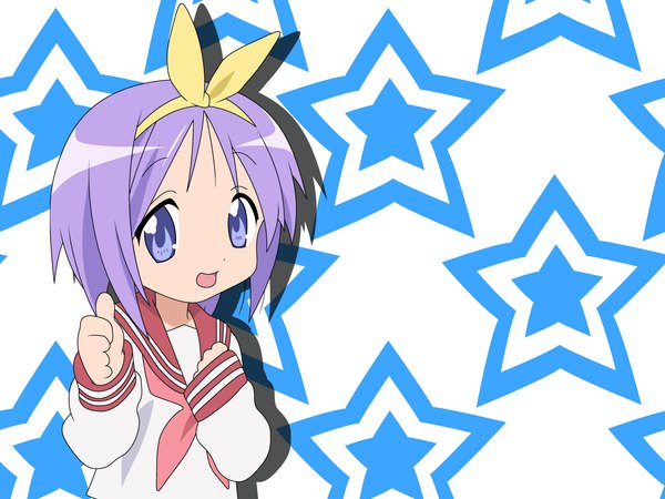 Anime picture 1600x1200 with lucky star kyoto animation hiiragi tsukasa thumbs up girl star (symbol)