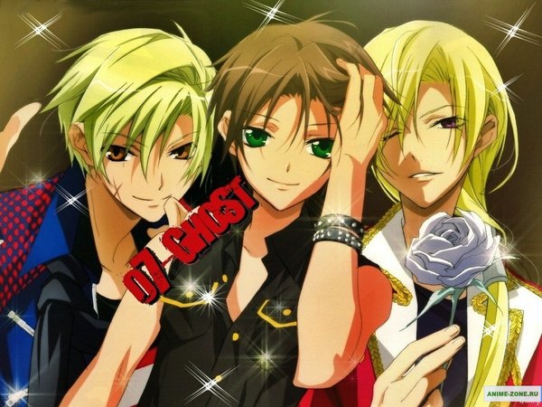 Anime picture 1024x768 with 07-ghost studio deen teito klein mikage hakuren oak multiple boys boy 3 boys