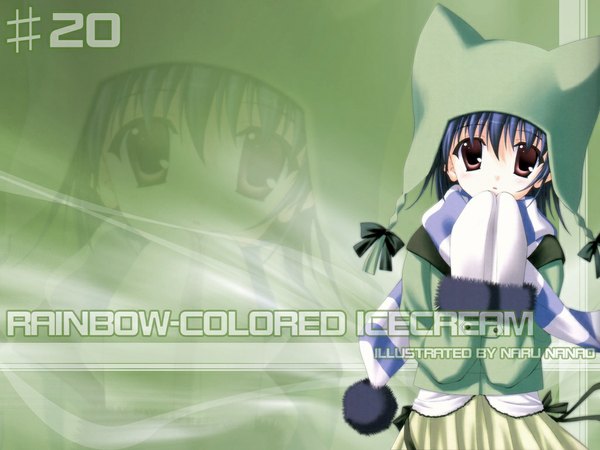 Anime picture 1024x768 with rainbow colored icecream nanao naru mittens tagme