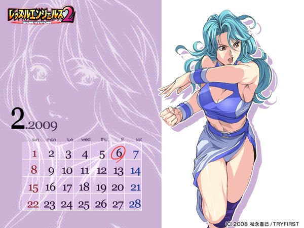 Anime picture 1600x1200 with wrestle angels survivor wrestle angels wrestle angels survivor 2 sophie sierra homare (artist) long hair highres breasts open mouth light erotic brown eyes cleavage aqua hair armpit (armpits) midriff wallpaper cleavage cutout calendar 2009 swimsuit bikini