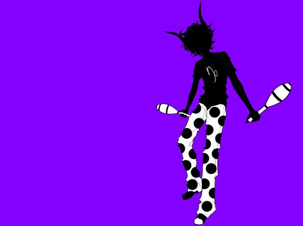 Anime picture 1707x1280 with homestuck gamzee makara spazmaggot single highres short hair simple background silhouette curly hair boy weapon
