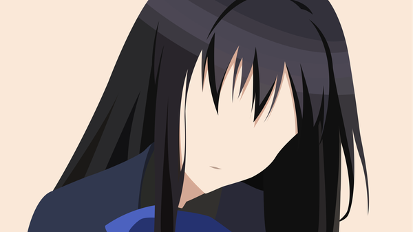 Anime picture 13660x7680 with accel world sunrise (studio) kuroyukihime laitofai single long hair highres black hair simple background wide image absurdres head tilt wallpaper close-up no face incredibly absurdres minimalist girl