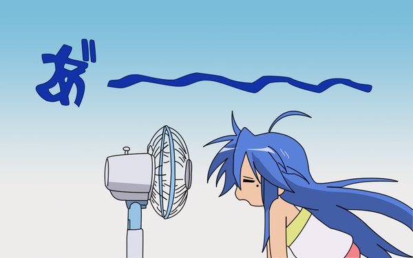 Anime picture 1280x800 with lucky star kyoto animation izumi konata wide image vector girl electric fan