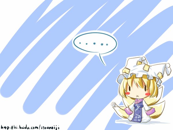 Anime picture 1024x768 with touhou yakumo ran blush animal ears tail fox ears fox tail chibi l l girl hat bc