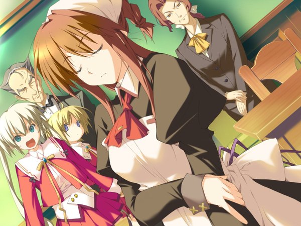 Anime picture 1600x1200 with happy margaret rindou saki minahase karin sakura mao kokonoka game cg