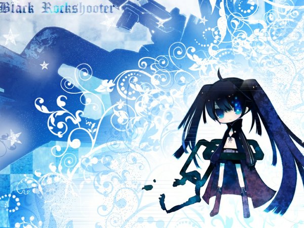 Anime picture 1024x768 with black rock shooter vocaloid black rock shooter (character) twintails girl