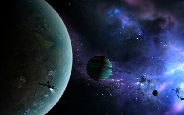 Anime picture 1920x1200 with original regulus36 highres wide image wallpaper light no people scenic space star (stars) planet spacecraft