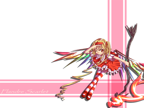 Anime picture 1024x768 with touhou flandre scarlet girl weapon laevatein (touhou) tagme same no hito