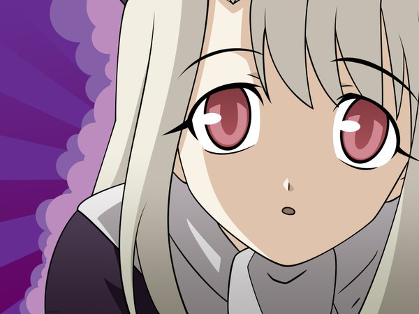 Anime picture 1600x1200 with fate (series) fate/stay night studio deen type-moon illyasviel von einzbern open mouth white hair pink eyes close-up vector