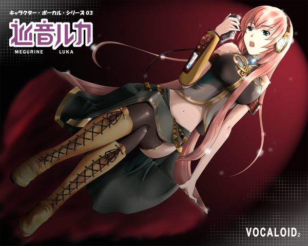 Anime picture 1280x1024 with vocaloid megurine luka girl skirt headphones skirt set tagme