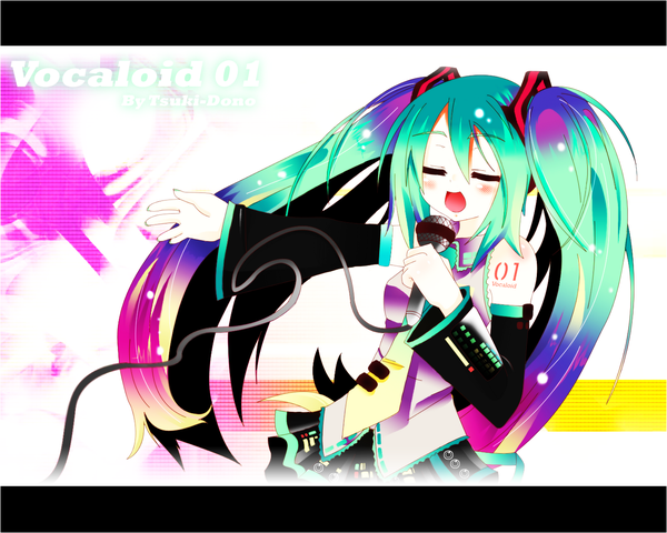 Anime picture 1280x1024 with vocaloid hatsune miku singing girl microphone